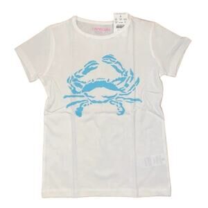 NWT J. Crew Girls' White w/Teal Glitter Crab Graphic Tee